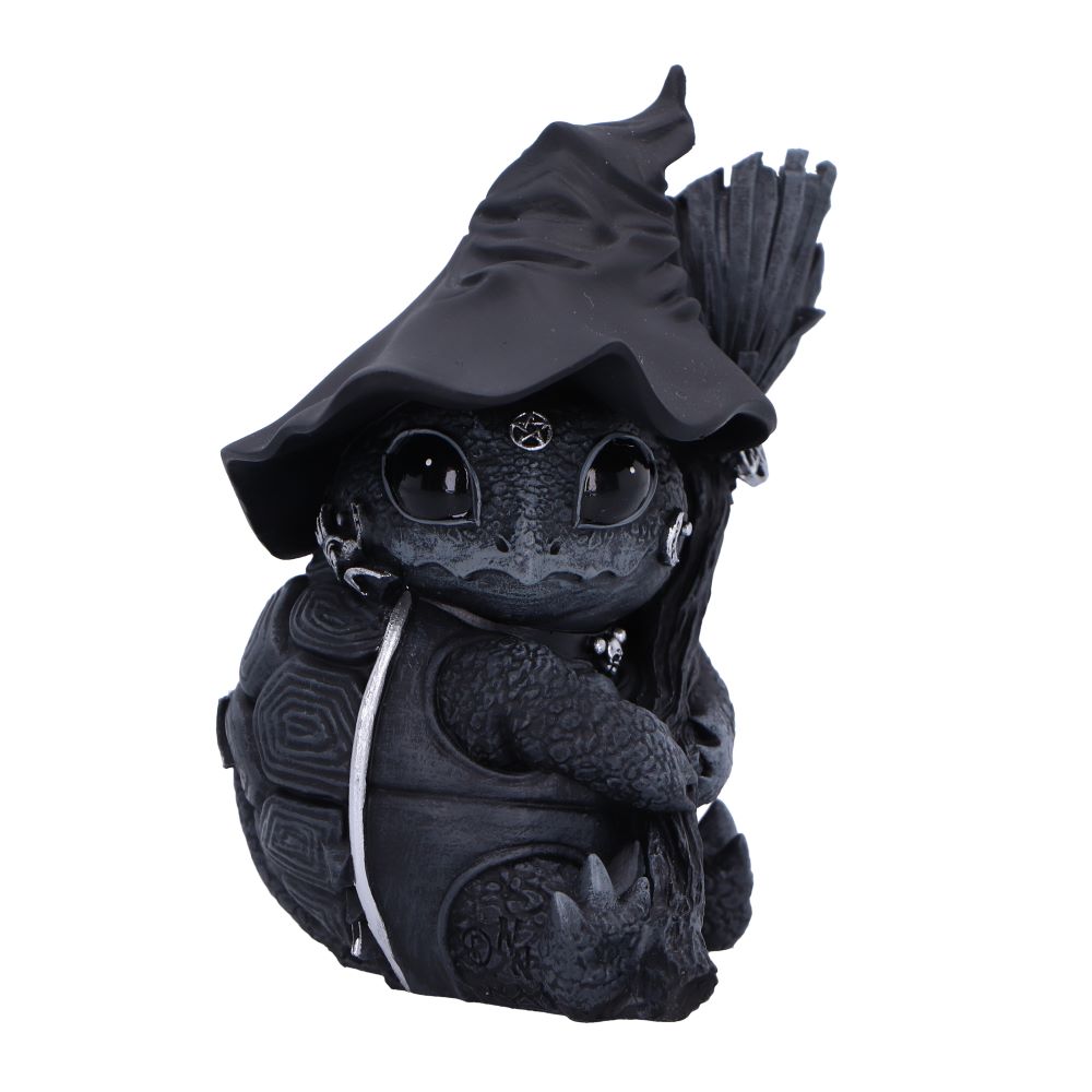 Black fantasy creature figurine with a hood on a white background-Mystic-Cave