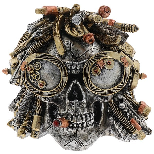 Decorative skull with steampunk elements on a white background-Mystic-Cave