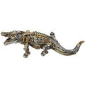Decorative alligator figurine with intricate details on a white background-Mystic-Cave