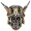 Steampunk-style skull with mechanical elements and wings on a white background-Mystic-Cave