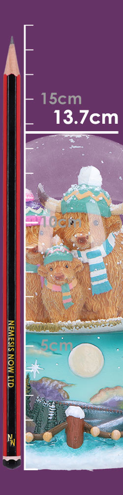 Winter Highland Cow Snow Globe 13.7cm