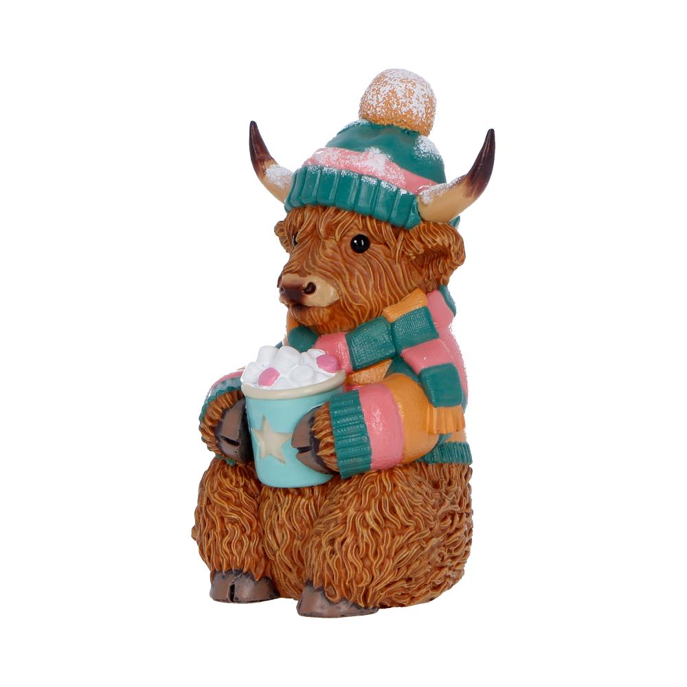 Winter Highland Cow Hot Cocoa Figurine 12.3cm