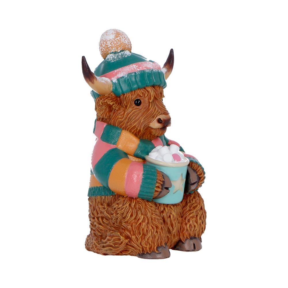 Winter Highland Cow Hot Cocoa Figurine 12.3cm