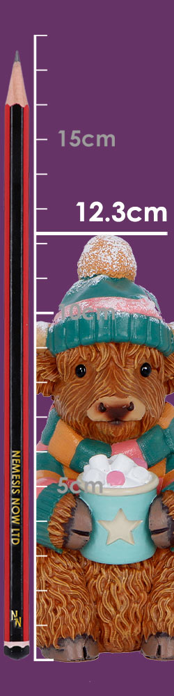 Winter Highland Cow Hot Cocoa Figurine 12.3cm