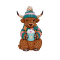 Winter Highland Cow Hot Cocoa Figurine 12.3cm