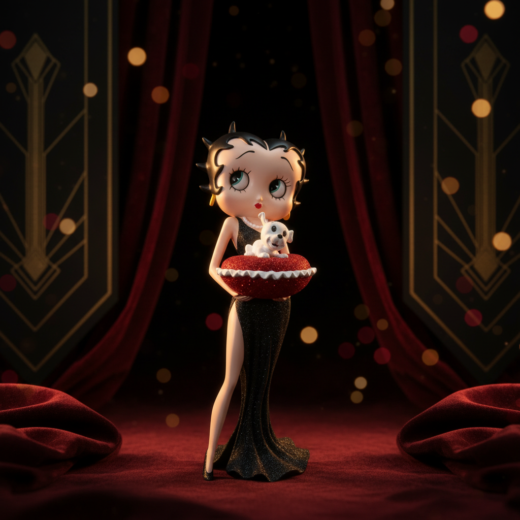 Betty Boop Black Dress - Glamorous Dark Background
