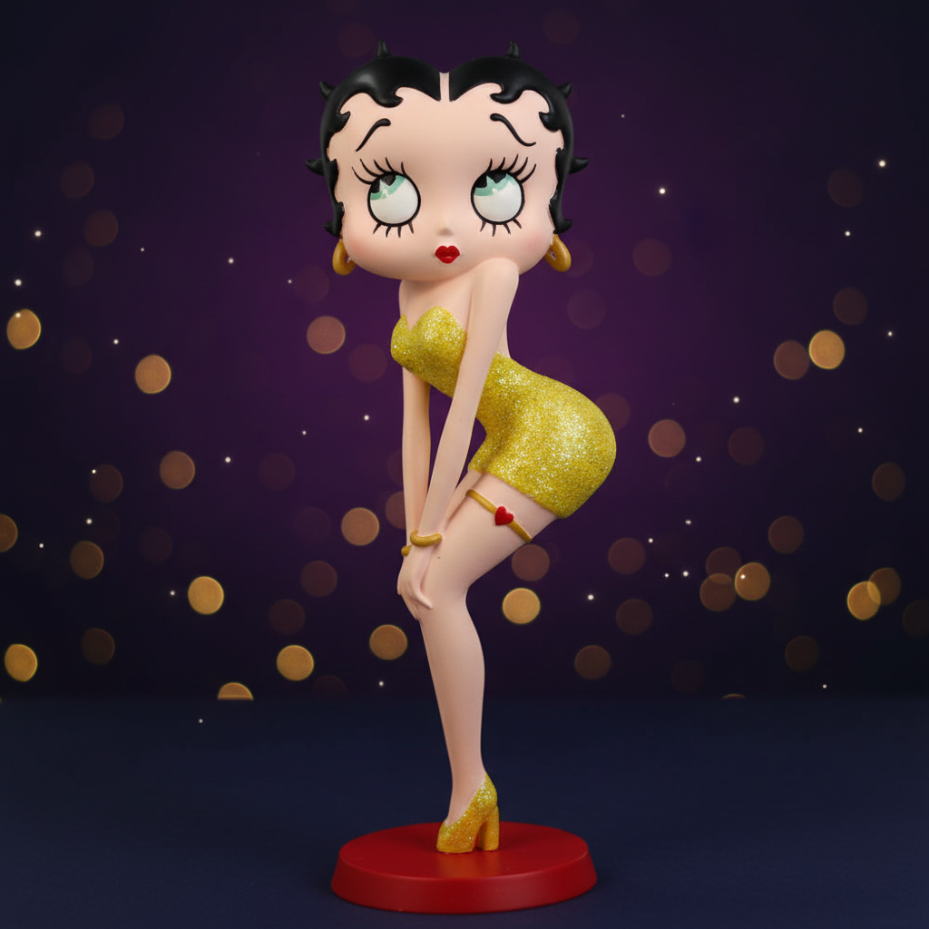 Betty Boop Classic Pose Yellow Glitter Background