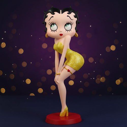 Betty Boop Classic Pose Yellow Glitter Background
