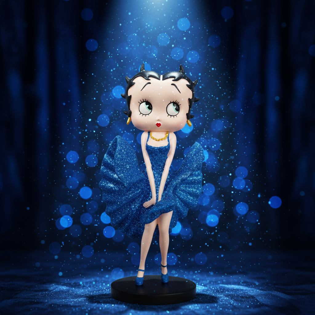 Betty Boop Cool Breeze Blue Glitter - Sapphire Background