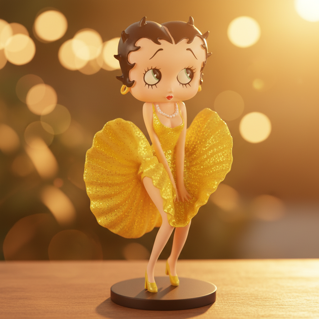 Betty Boop Cool Breeze Yellow Glitter - Golden Hour Background Mystic-Cave