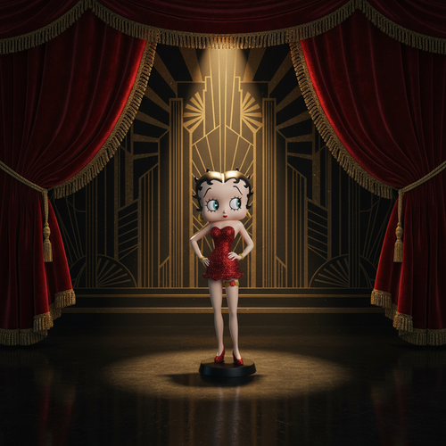 Betty Boop Garter Red Glitter - Art Deco Background Mystic-Cave 