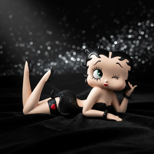 Betty Boop Lying Down Black Glitter - Dark Glamour Background Mystic-Cave 