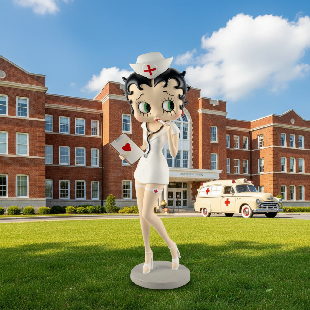 Betty Boop Nurse - Outside 1950s Hospital