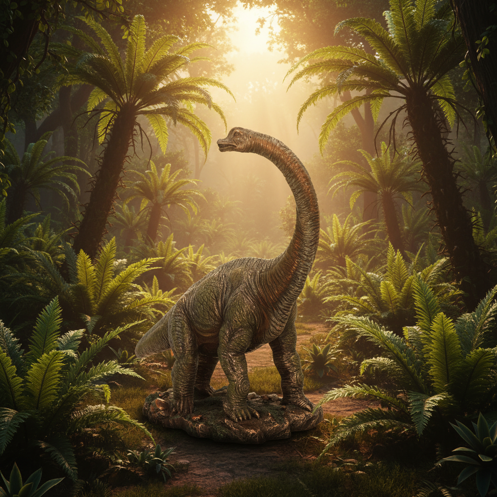 Brachiosaurus Jurassic landscape background-Mystic-Cave
