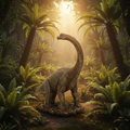 Brachiosaurus Jurassic landscape background-Mystic-Cave