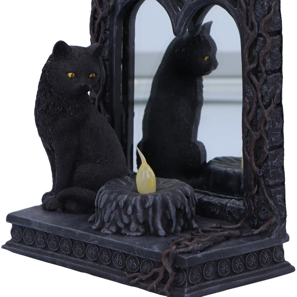 Magic Mirror Cat Figurine – 21cm Hand-Painted Resin