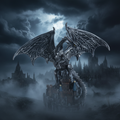 Dark Legends Wings of Magic Silver Castle Guardian Dragon