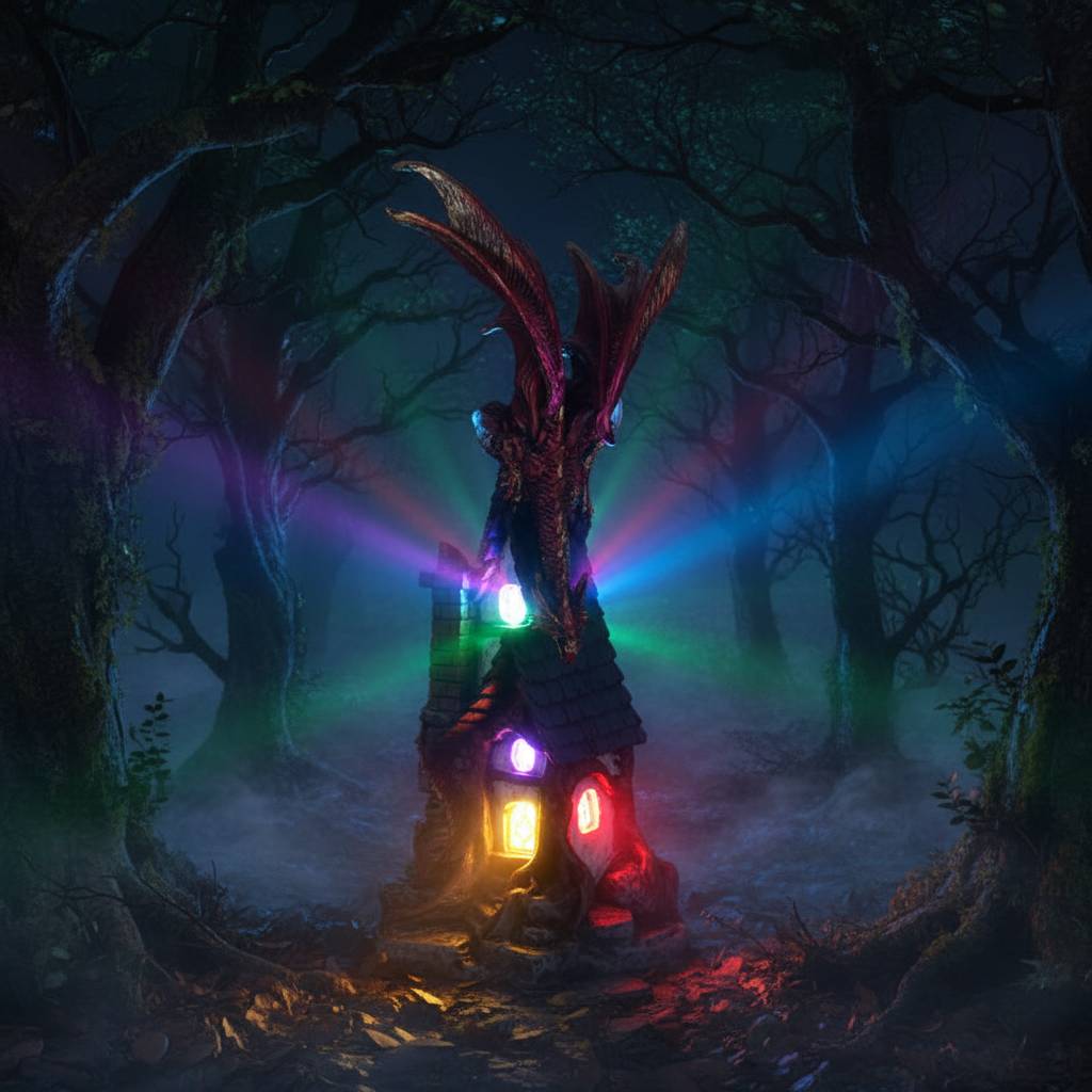 Dark Legends Woodland Spirit LED Dragon - Multi Colour Lights-Mystic-Cave