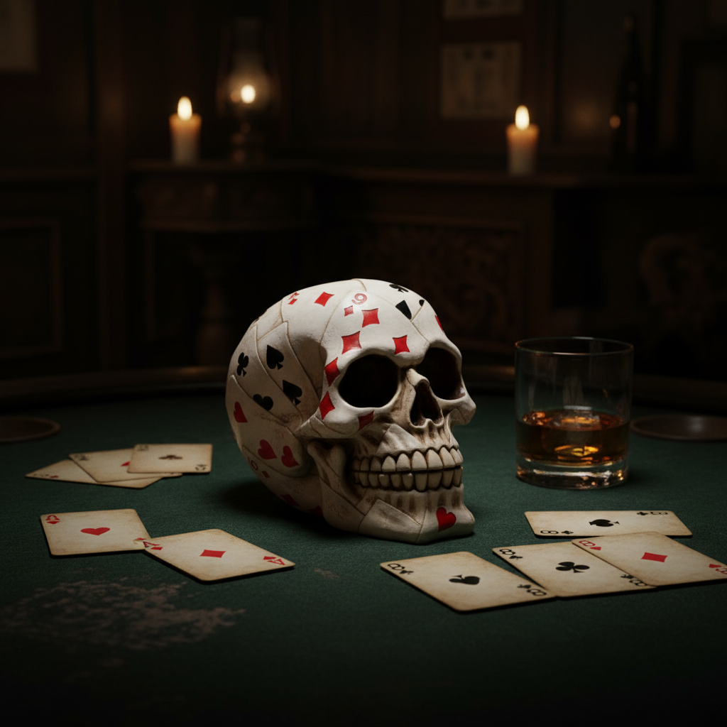 Dead Man's Hand Skull - Poker Background-Mystic-Cave