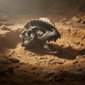 Dilophosaurus Skull fossil excavation background-Mystic-Cave