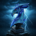 Dragon Head On Stand Blue-Mystic-Cave