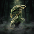 Dragon Head On Stand Green-Mystc-Cave