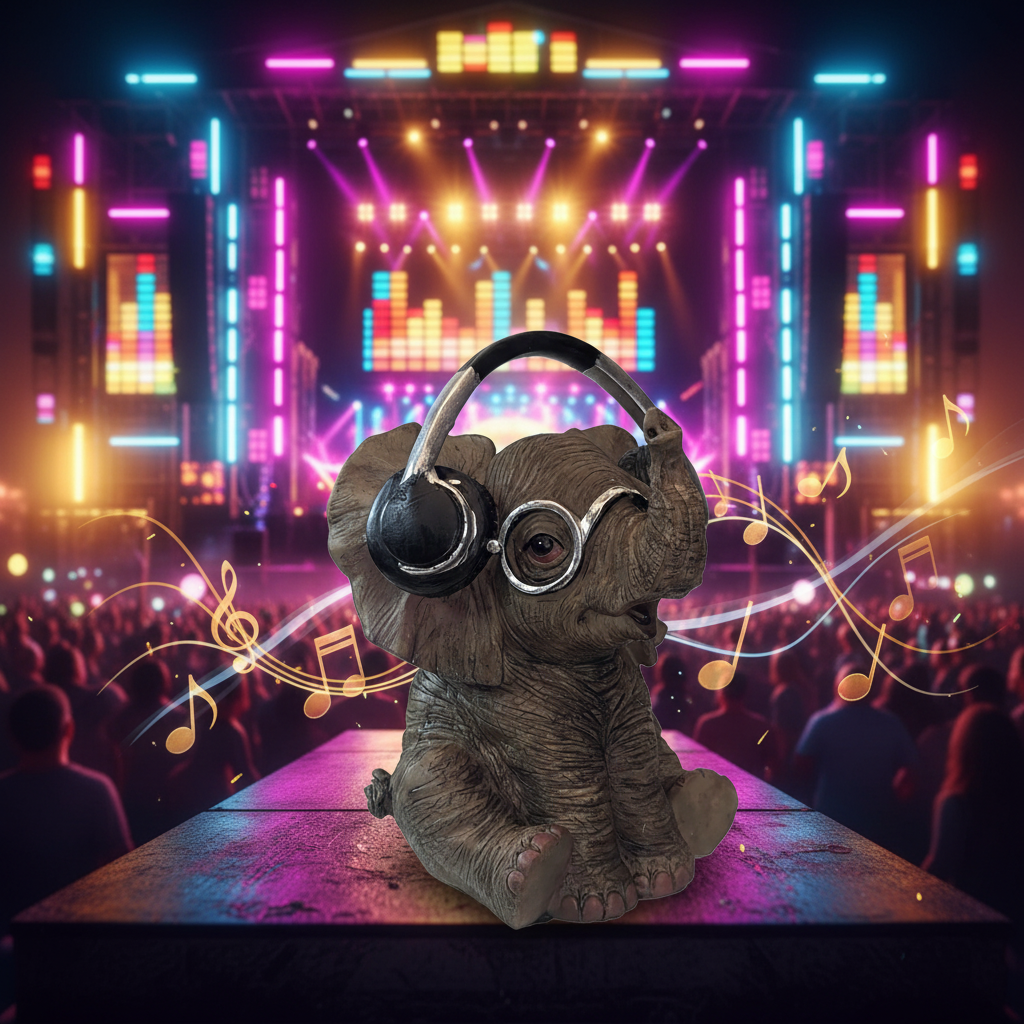 Elephant With Headphones music festival background-Mystic-Cave