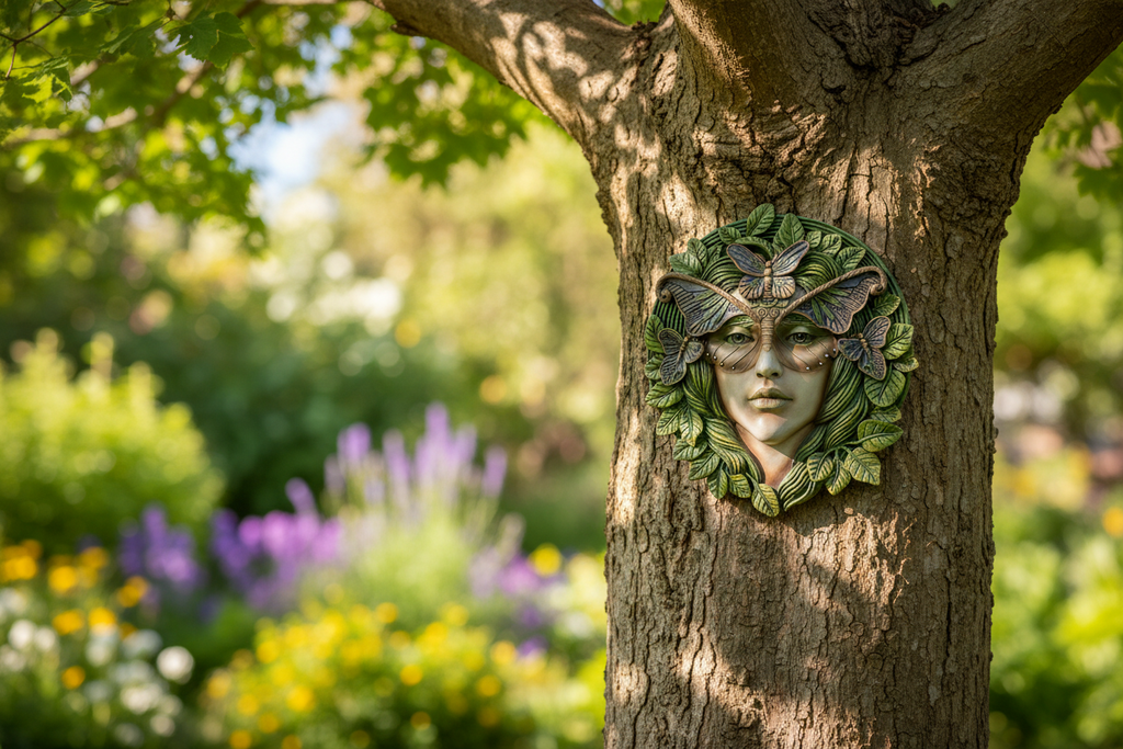 Fern Tree Spirit Wall Plaque on a sunny garden tree mystic cave 
