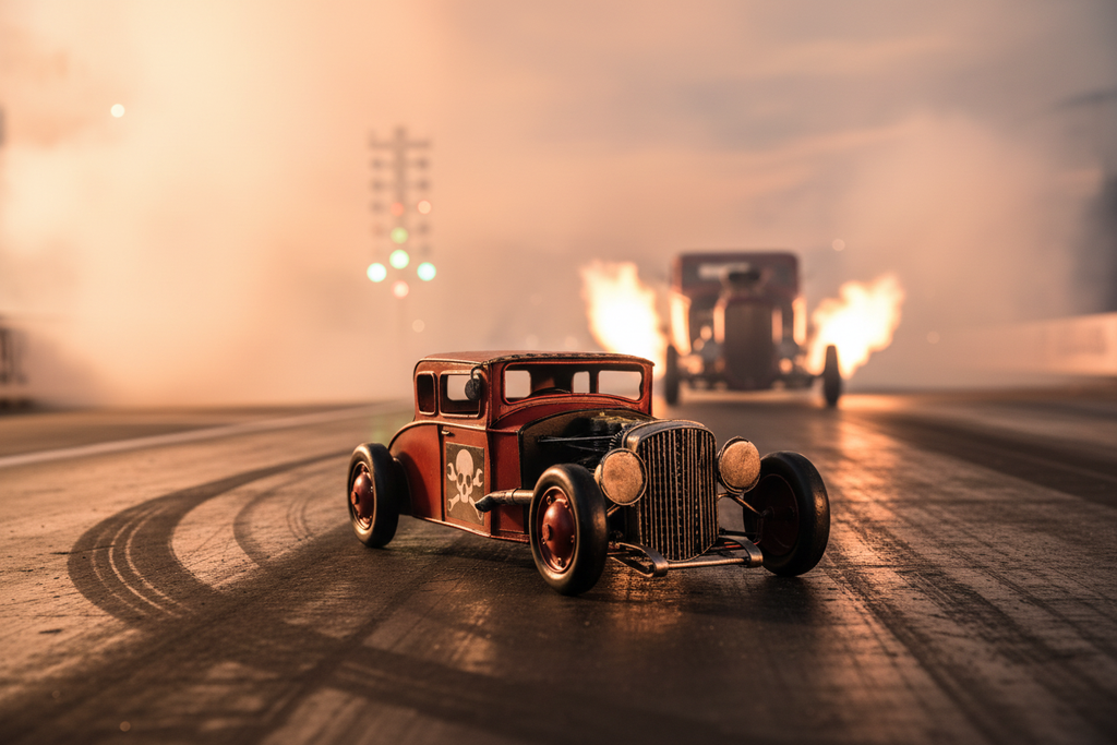 Hot Rod Drag Race Track Scene-Mystic-Cave