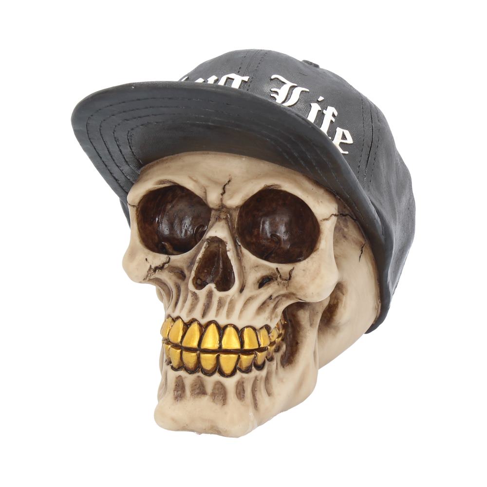Thug Life 15.8cm Skull with Gold Teeth and Baseball Cap Figurine