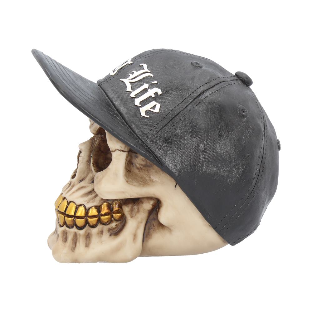 Thug Life 15.8cm Skull with Gold Teeth and Baseball Cap Figurine