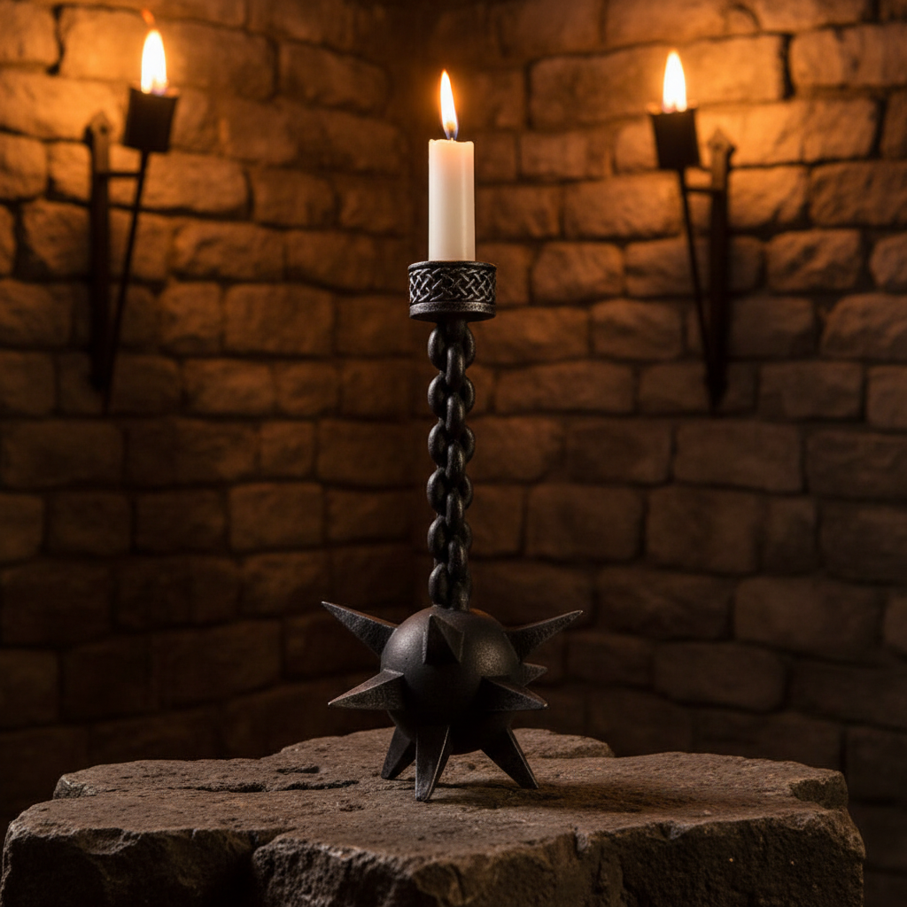 Meteor Hammer Medieval Gothic Candle Holder