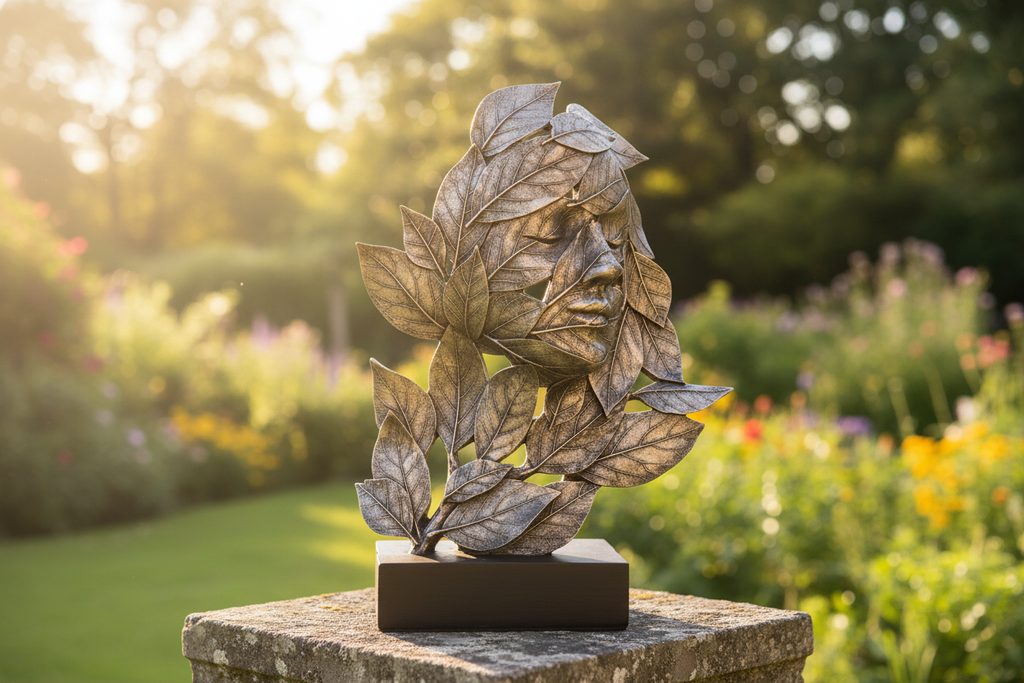 Natural Emotion — Peace Silver Statue garden lifestyle shot