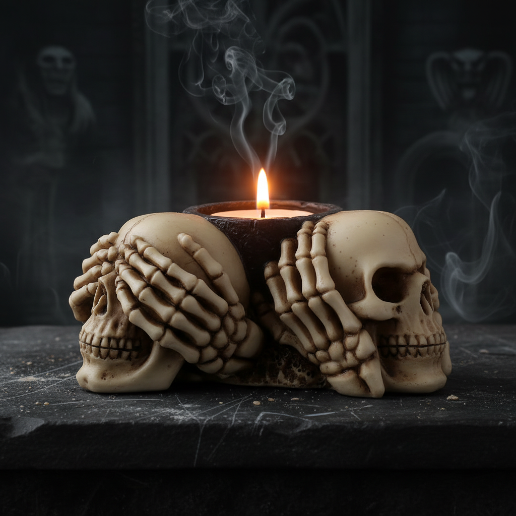Nemesis Now Three Wise Skulls Tealight Holder-Mystic-Cave