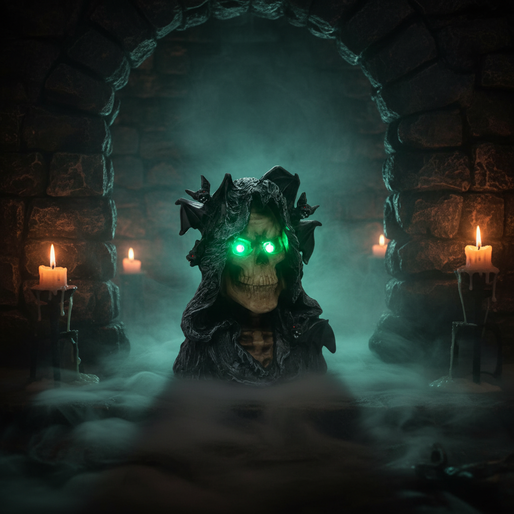 Reaper Head With Bats LED - Gothic Background