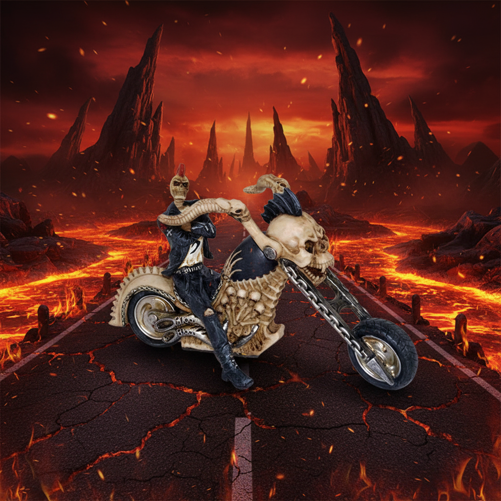 Skeleton Biker - Hellish Background
