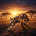Steampunk Leopard savannah background-Mystic-Cave