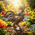 Steampunk Rooster - Garden Background