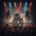 Steampunk Slash Skull rock concert background-Mystic-Cave