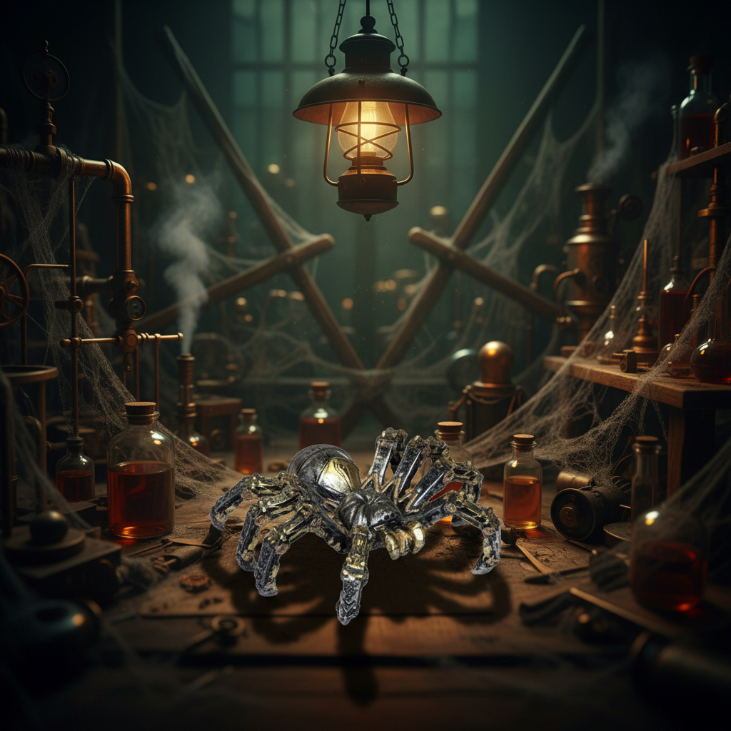 Steampunk Tarantula Spider atmospheric background-Mystic-Cave