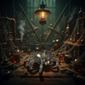 Steampunk Tarantula Spider atmospheric background-Mystic-Cave