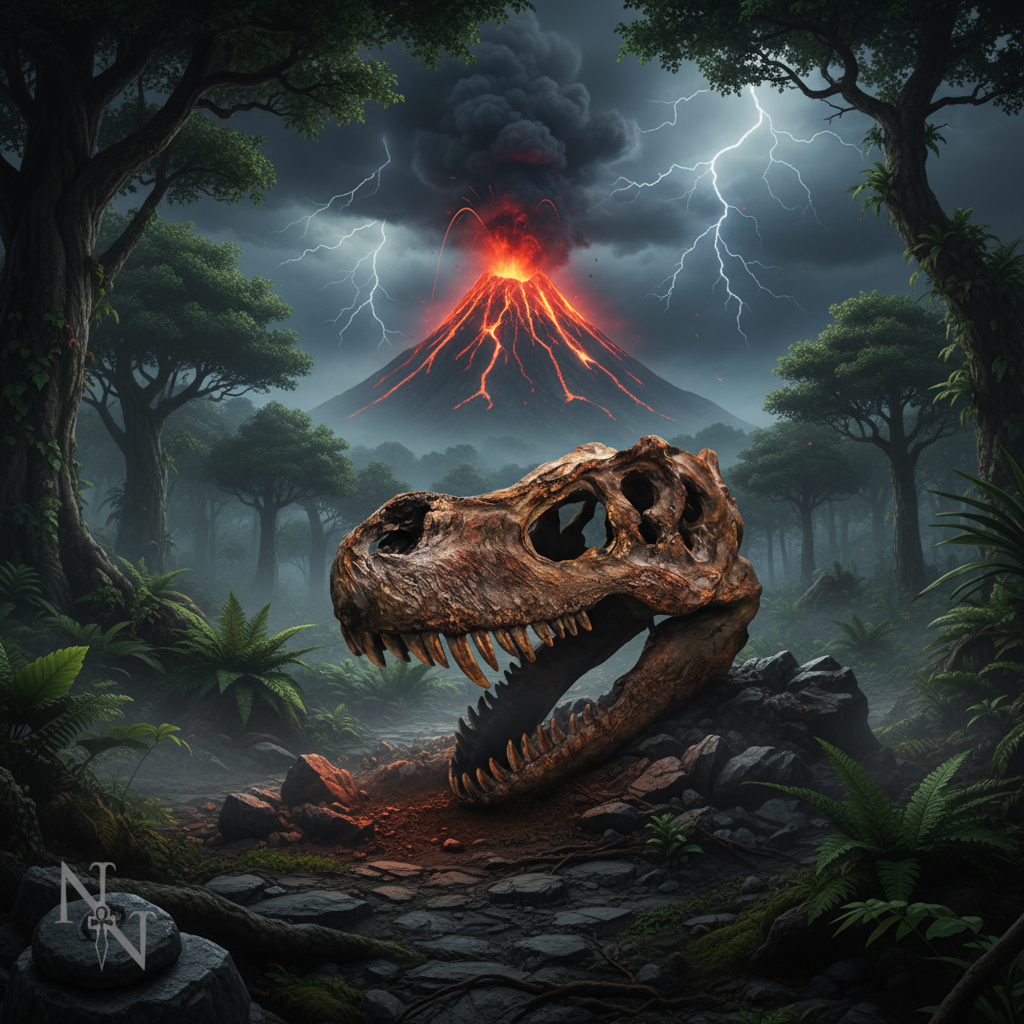 T-Rex Skull Jurassic ground scene-Mystic-Cave