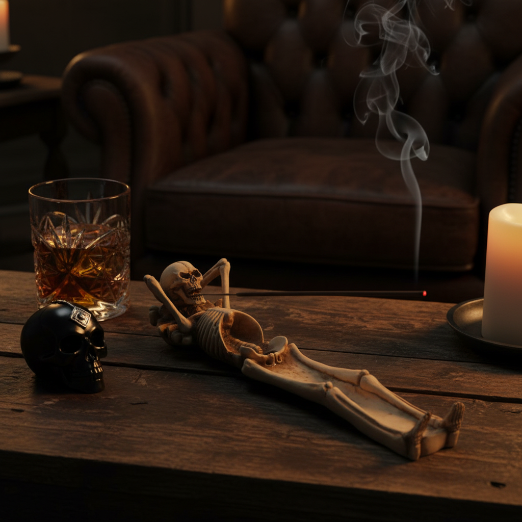 Take It Easy Skeleton Incense Holder-mystic-cave