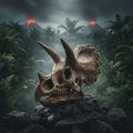 Triceratops Skull Jurassic Background-Mystic-Cave