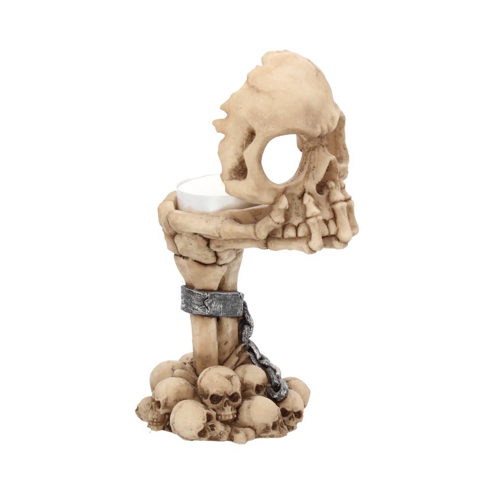 Deliberation Skull Tealight Holder – 15.5cm Gothic Resin