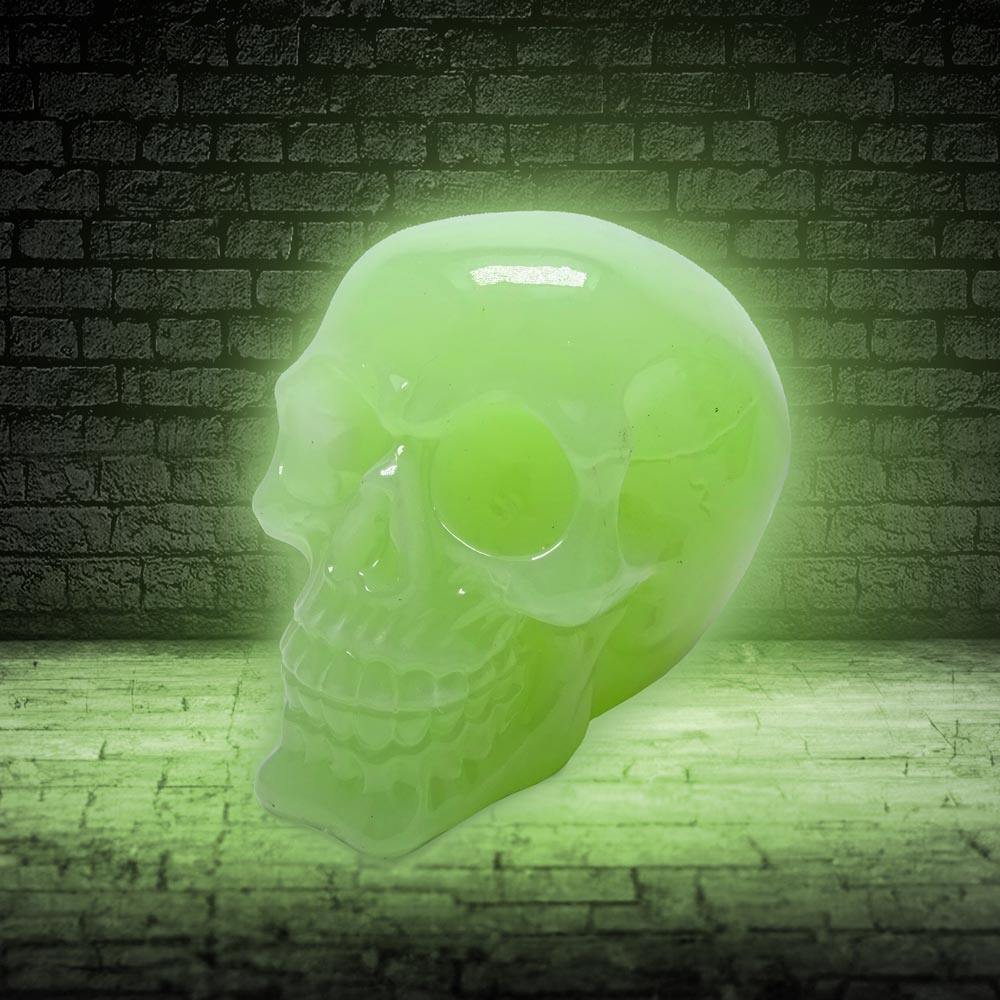 Phosphorescent Glow in the Dark Skull Ornament 13cm