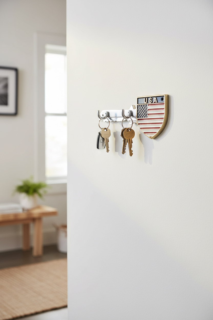 USA Key Holder on Wall with Keys