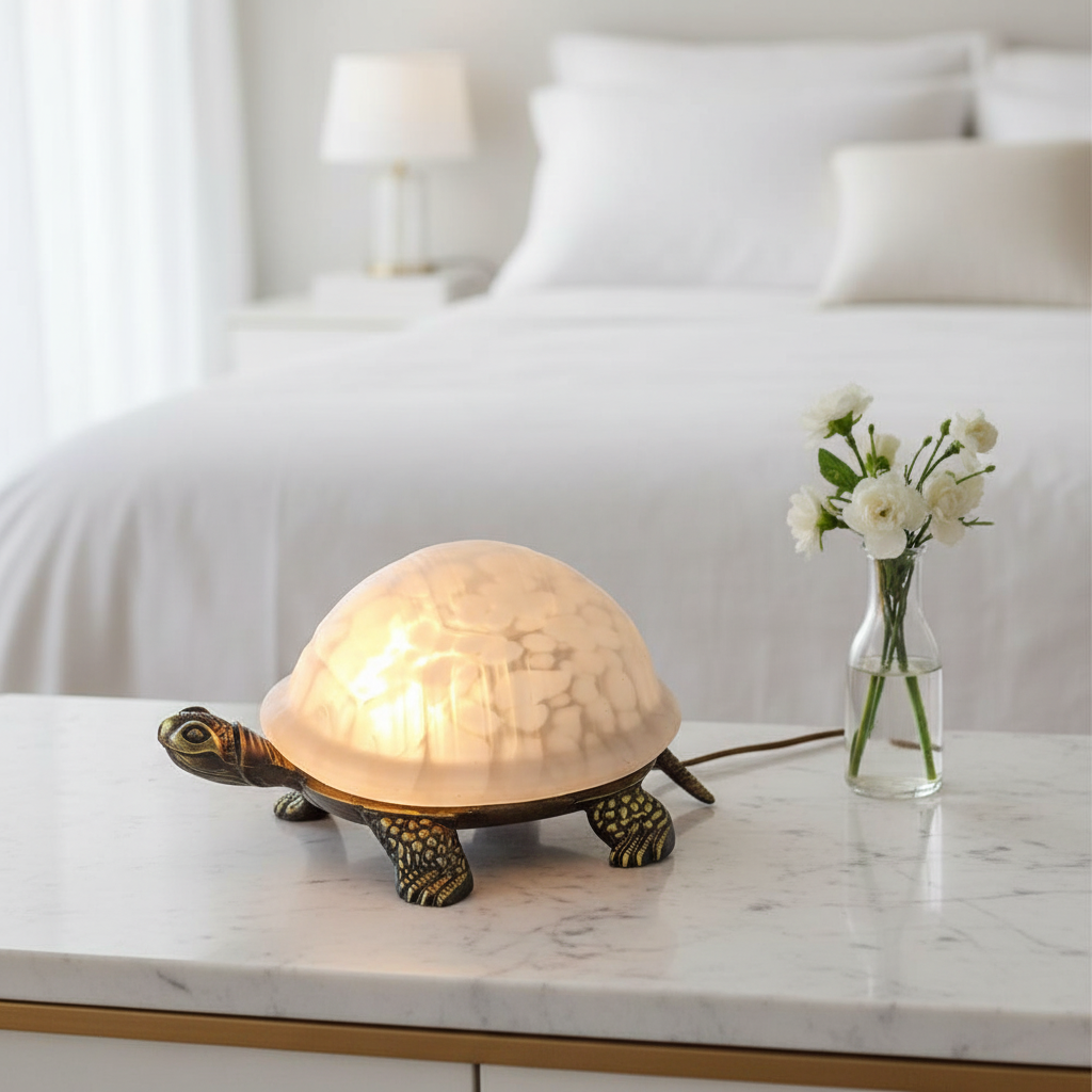 White Turtle Table Lamp